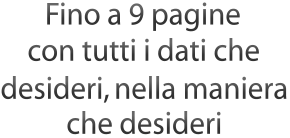 Fino a 9 pagine con tutti i dati che desideri, nella maniera che desideri