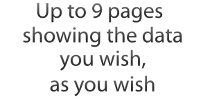 Up to 9 pages showing the data you wish, the way you wish